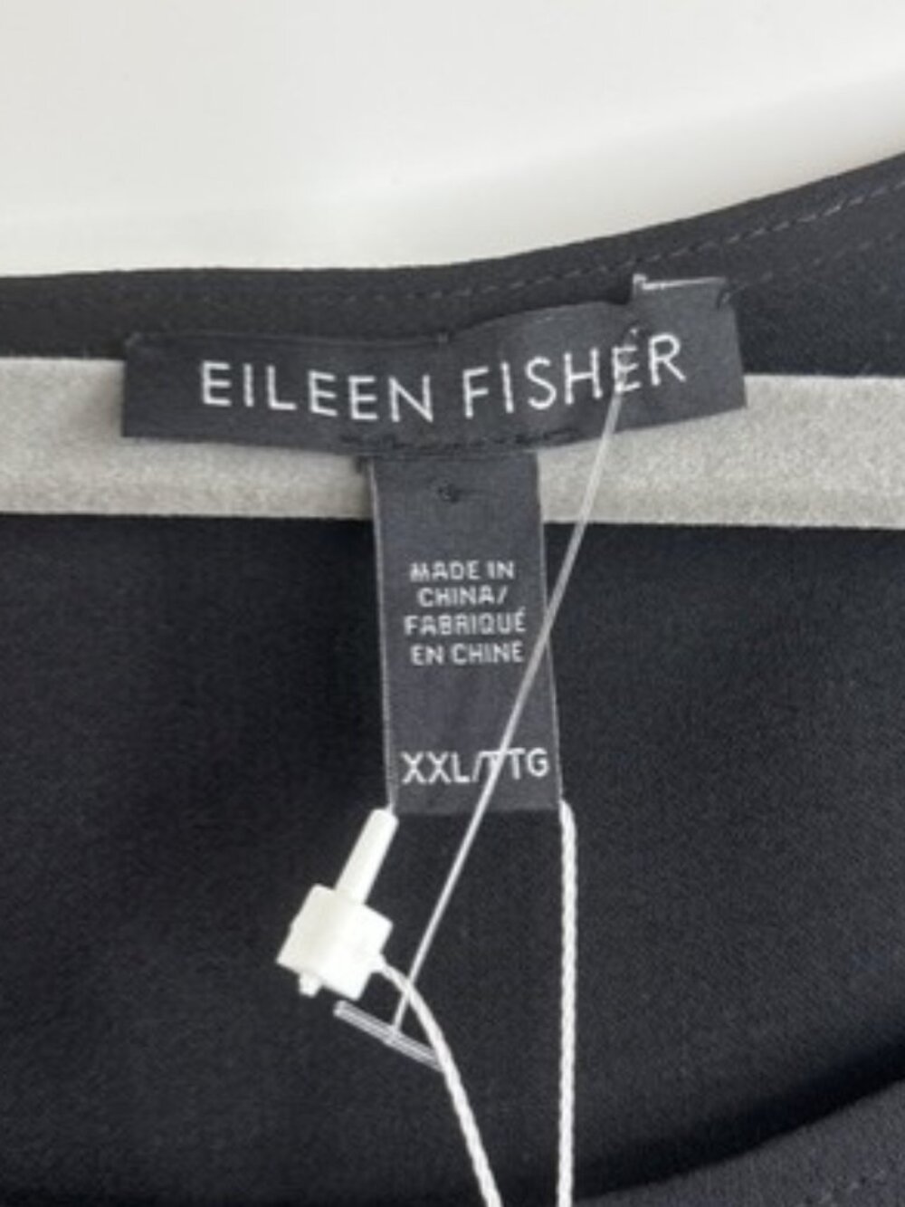 Eileen Fisher Silk Georgette Bateau Neck Long Tank Size XXL Black NWT $218 - Picture 9 of 10